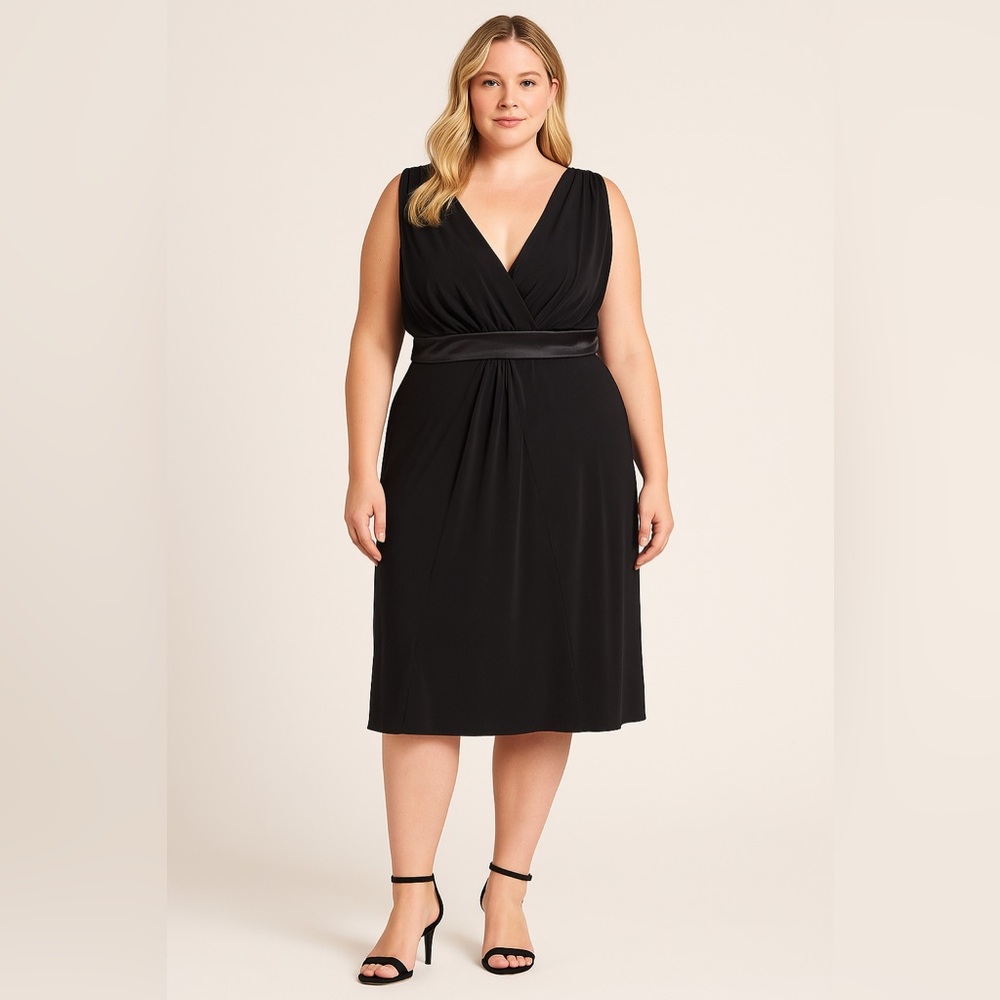 Eliza J New York Black Sleeveless Cocktail Dress Size 18W Women's Elegant LBD
